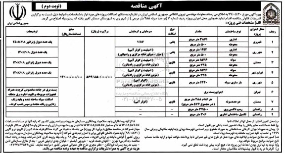 مناقصه، مناقصه احداثات پروژه ها - نوبت دوم