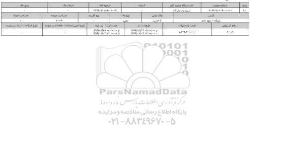 آگهی مزایده، مزایده زمین عرصه 200.9 متر