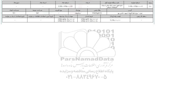 آگهی مزایده، مزایده ساختمان عرصه 272 متر