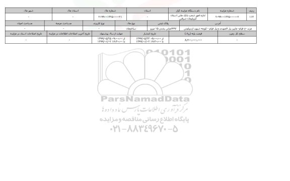 آگهی مزایده، مزایده ساختمان