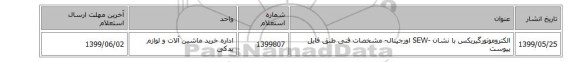 الکتروموتورگیربکس با نشان -SEW اورجینال- مشخصات فنی طبق  فایل پیوست