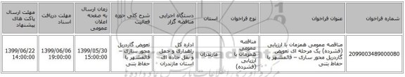 مناقصه عمومی همزمان با ارزیابی (فشرده) یک مرحله ای تعویض گاردریل محور ساری – قائمشهر  با حفاظ بتنی