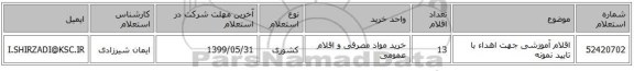 اقلام آموزشی جهت اهداء با تایید نمونه
