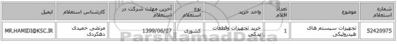 تجهیزات سیستم های هیدرولیکی