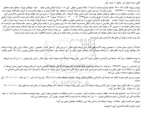 مزایده، مزایده فروش پروانه داروخانه  