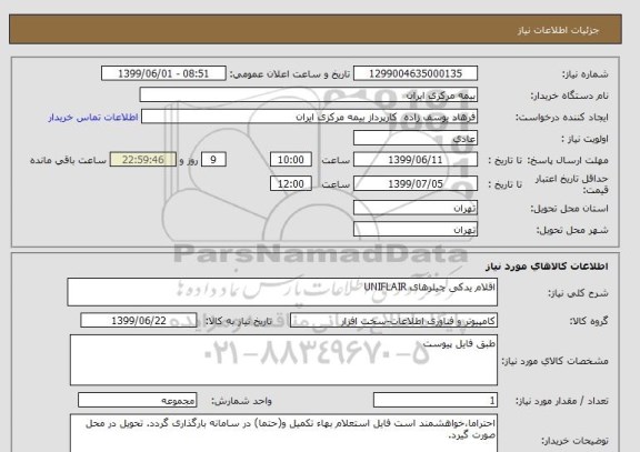 استعلام اقلام یدکی چیلرهای UNIFLAIR