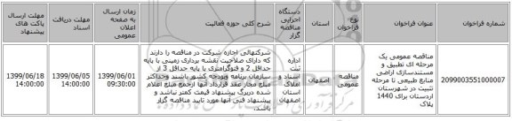 مناقصه عمومی یک مرحله ای تطبیق و مستندسازی اراضی منابع طبیعی تا مرحله تثبیت در شهرستان اردستان برای 1440 پلاک