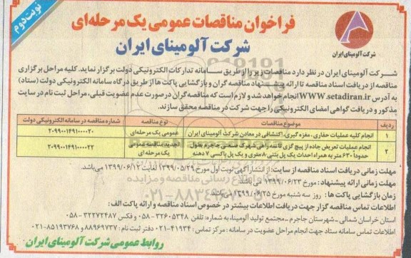 فراخوان مناقصه ، مناقصه انجام کلیه عملیات حفاری، مغزه گیری، اکتشافی...  - نوبت دوم