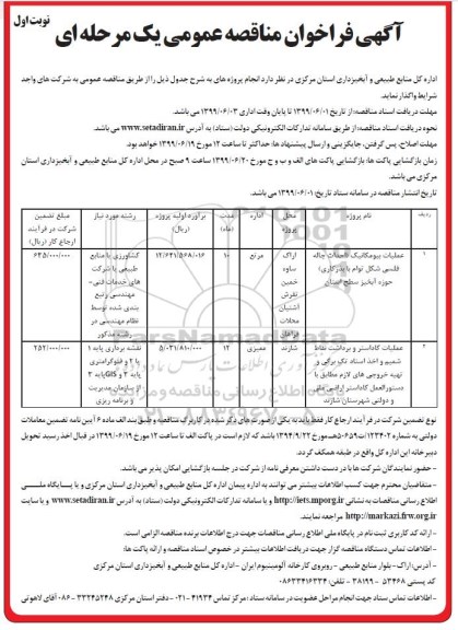 فراخوان مناقصه , مناقصه عملیات بیومکانیک (احداث چاله فلسی شکل توام با بذرکاری) ... 