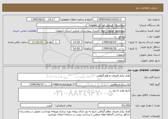 استعلام ظرف یکبار مصرف دو قلو گیاهی