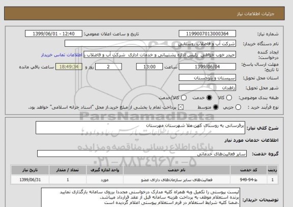 استعلام برقرسانی به روستای کهن ملا شهرستان مهرستان 