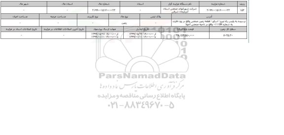 آگهی مزایده، مزایده زمین سطح کل زمین 8035.30