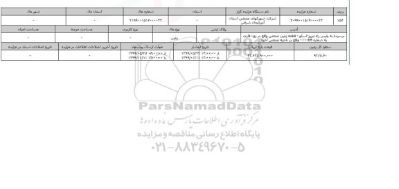 آگهی مزایده، مزایده زمین سطح کل زمین 9267.40