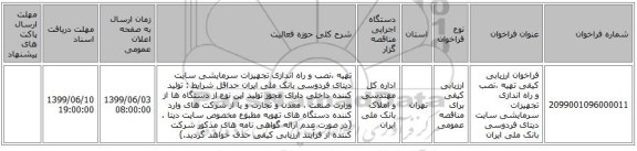 فراخوان ارزیابی کیفی تهیه ،نصب و راه اندازی تجهیزات سرمایشی سایت دیتای فردوسی بانک ملی ایران