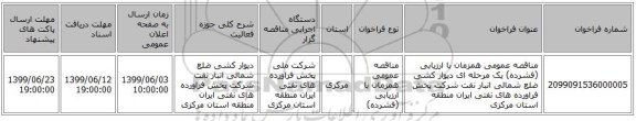 مناقصه عمومی همزمان با ارزیابی (فشرده) یک مرحله ای دیوار کشی ضلع شمالی انبار نفت شرکت پخش فراورده های نفتی ایران منطقه استان مرکزی