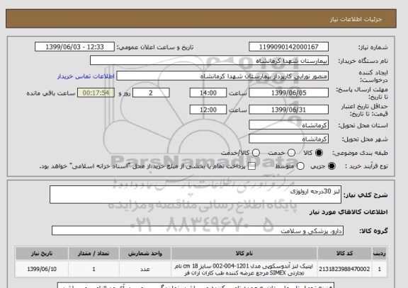 استعلام لنز 30درجه ارولوژی 