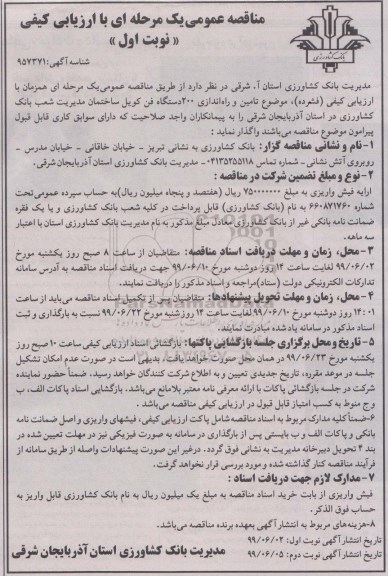 مناقصه ،مناقصه تامین و راه اندازی 200 دستگاه فن کویل