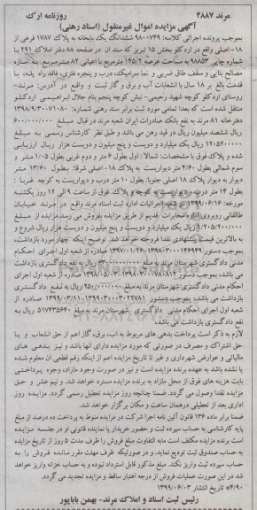 مزایده مزایده ششدانگ یکبابخانه 145.2 مترمربع