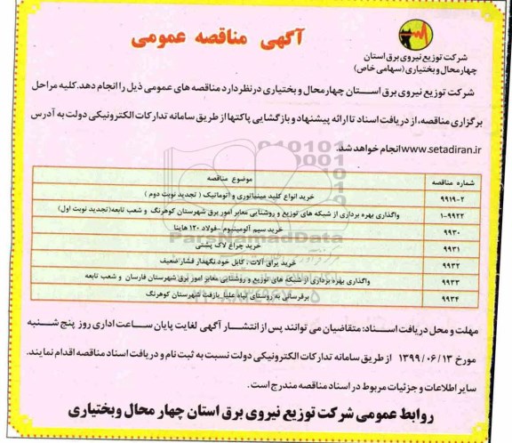 مناقصه , مناقصه خرید انواع کلید مینیاتوری و اتوماتیک ...