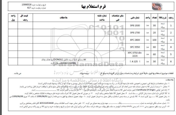استعلام , استعلام تسمه پروانه