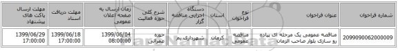 مناقصه عمومی یک مرحله ای پیاده رو سازی بلوار صاحب الزمان 