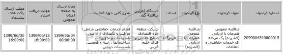 مناقصه عمومی همزمان با ارزیابی (فشرده) یک مرحله ای خدمات حفاظتی و انتظامات