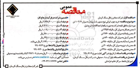 مناقصه، مناقصه خرید چوب ایرانی نوع صنوبر یا سپیدار 