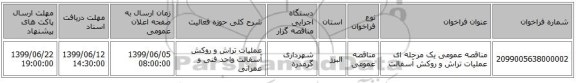 مناقصه عمومی یک مرحله ای عملیات تراش و روکش آسفالت
