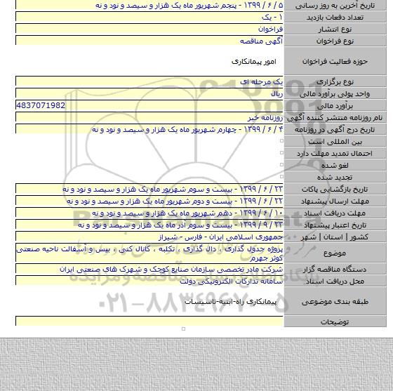 پروژه جدول گذاری ، دال گذاری ، تکلبه ، کانال کنی ، بیس و آسفالت ناحیه صنعتی کوثر جهرم