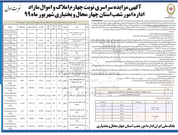 مزایده ، مزایده فروش املاک و اموال مازاد مسکونی صنعتی کشاورزی نوبت چهارم