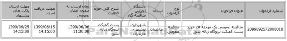 مناقصه عمومی یک مرحله ای خرید پست کمپکت نیروگاه زباله سوز