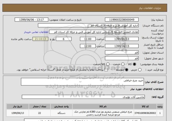استعلام خرید چرخ خیاطی