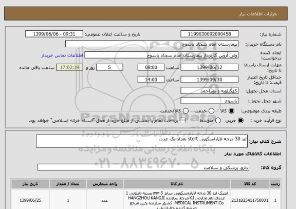 استعلام لنز 30 درجه لاپاراسکوپی stort تعداد یک عدد.