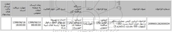فراخوان ارزیابی کیفی عملیات خاکی و دیوار حصار آجری پست 132 کیلوولت GIS دهداری (تانکفارم 3)