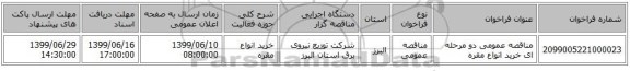 مناقصه عمومی دو مرحله ای خرید انواع مقره
