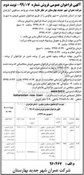 مزایده مزایده دو واحد مسکونی آپارتمان نوبت دوم