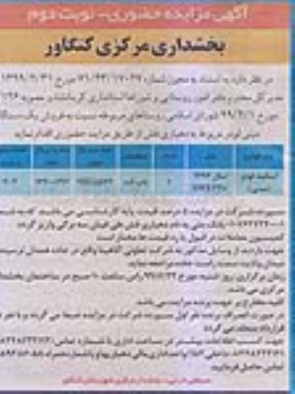 مزایده، مزایده فروش یک دستگاه مینی لودر - نوبت دوم