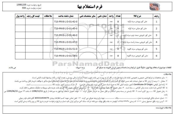 استعلام, استعلام مش کور ورودی سرند اولیه ...