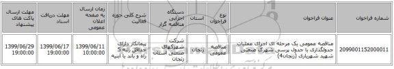 مناقصه عمومی یک مرحله ای اجرای عملیات جدولگذاری با جدول پرسی شهرک صنعتی شهید شهریاری (زنجان4)