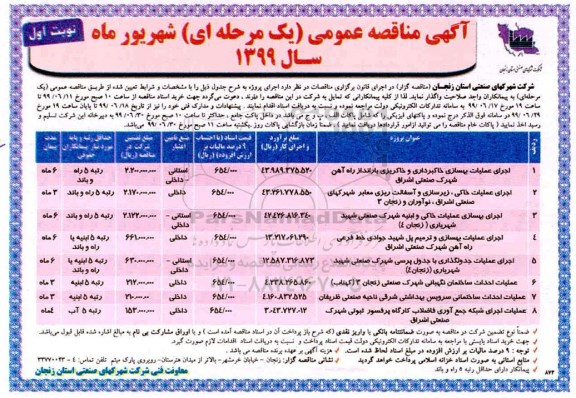 مناقصه ,مناقصه اجرای عملیات بهسازی خاکبرداری و خاکریزی