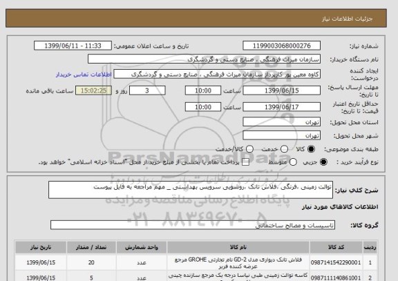 استعلام توالت زمینی ،فرنگی ،فلاش تانک ،روشویی سرویس بهداشتی _ مهم مراجعه به فایل پیوست