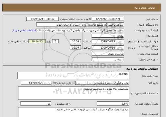 استعلام  O-RING
