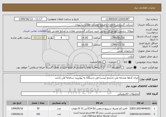 استعلام ایران کدها مشابه می باشدو لیست این دستگاه به پیوست سامانه می باشد