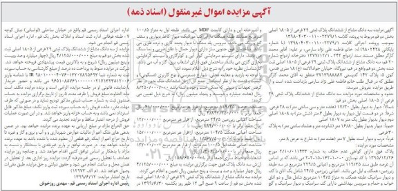 مزایده مزایده سه دانگ مشاع از ششدانگ پلاک ثبتی 29 فرعی