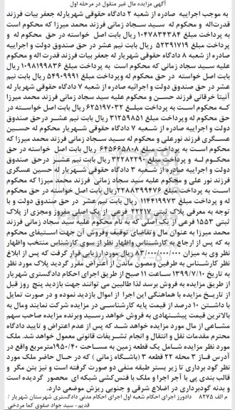 مزایده مزایده یک قطعه زمین به مساحت 1950.40 مترمربع 