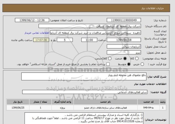 استعلام دفع علفهای هرز محوطه انبار روباز 