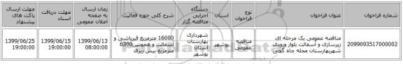 مناقصه عمومی یک مرحله ای زیرسازی و آسفالت بلوار ورودی شهربهارستان محله چاه گچی