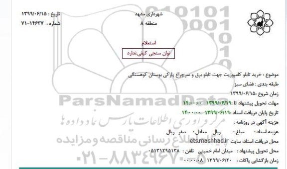 استعلام خرید تابلو کامپوزیت جهت تابلو برق ...