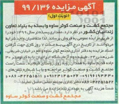 آگهی مزایده ، مزایده مقداری پسته تر