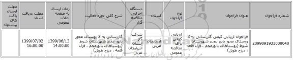 فراخوان ارزیابی کیفی گازرسانی به  3 روستای محور بابور عجم شهرستان شوط (روستاهای بابورعجم ، قزل قلعه ، دیزج طویل)
